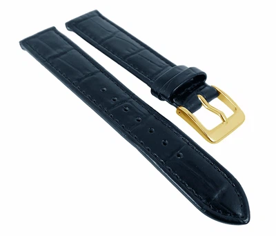 Nevada Uhrenarmband Kalbsleder Kroko-Prägung Dunkelblau - Kurze Länge 25730G