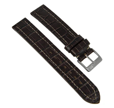 Uhrenarmband Leder Krokoprägung braun flach Minott 27602