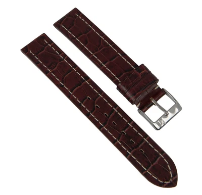 Uhrenarmband Leder Krokoprägung braun 18mm Minott 27604