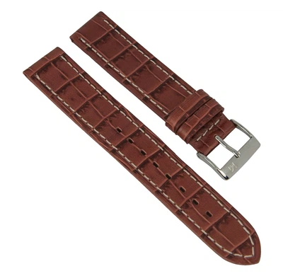 Uhrenarmband Leder Krokoprägung braun 18mm Minott 27605