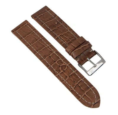 Uhrenarmband Leder Krokoprägung braun 20mm Minott 27606