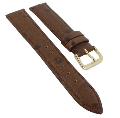 Minott Uhrenarmband Leder dunkelbraun mit Straußprägung 29576