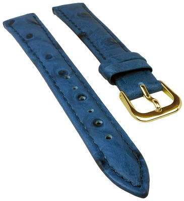 Minott Uhrenarmband Leder dunkelblau mit Straußprägung 29578