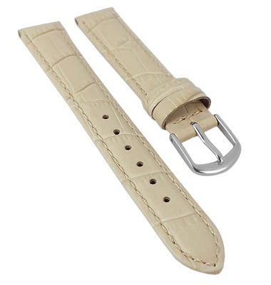 Eulit Guinea Uhrenarmband | Kalbsleder, beige in Kroko-Optik 30056