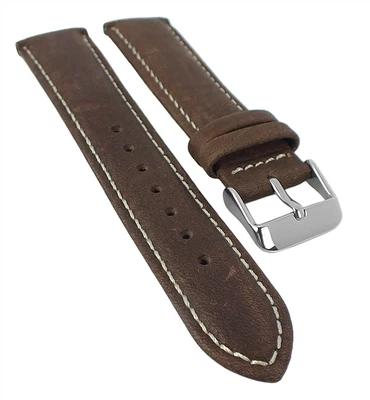 Bio-Kalb Uhrenarmband | Kalbsleder, braun mit heller Naht 30112
