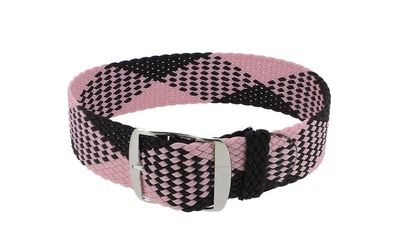 Minott | Perlon Uhrenarmband schwarz-rosa | geflochten Perlonband