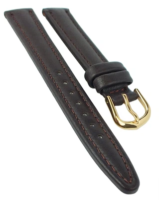 Uhrenarmband | Kalbsleder gepolstert mit Naht | dunkelbraun | 33861