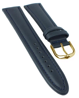 Uhrenarmband | Kalbsleder gepolstert mit Naht | dunkelblau | 33863