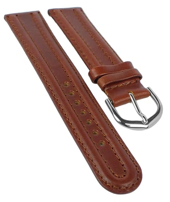 Uhrenarmband | Kalbsleder glatt mit Doppelwulst | braun | 33880