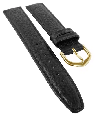 Uhrenarmband | Leder mit Kamelnarbung | schwarz mit Naht | 33899
