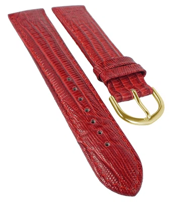 Uhrenarmband | Leder Eidechsprägung seidenglänzend | rot | 34158