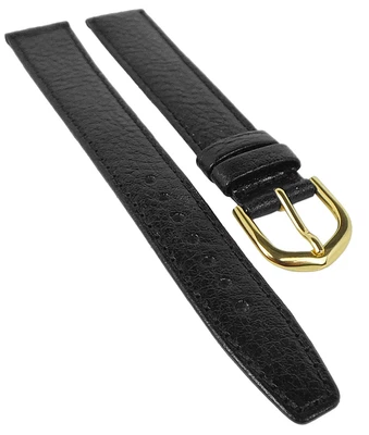 XL Uhrenarmband | Kalbleder | Büffelnarbung | schwarz | Überlänge