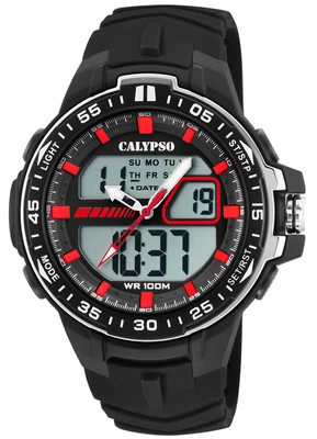 Calypso Herrenuhr Armbanduhr Quarzwerk Analog schwarz Digital > K5766