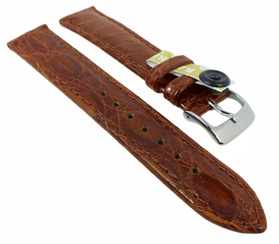 BARINGTON KROKO Uhrenarmband | Krokodilleder, poliert | braun 35429D