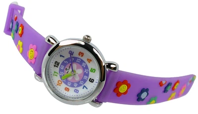 Alpha Saphir Kinderuhr > Kunststoffband lila analog Edelstahl > 394I