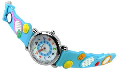 Alpha Saphir Kinderuhr | Kunststoffband analog blau Edelstahl | 394D