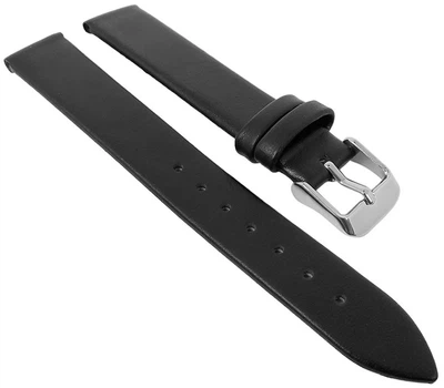 Minott Uhrenarmband | Leder schwarz flach ohne Naht 12mm XL-Länge