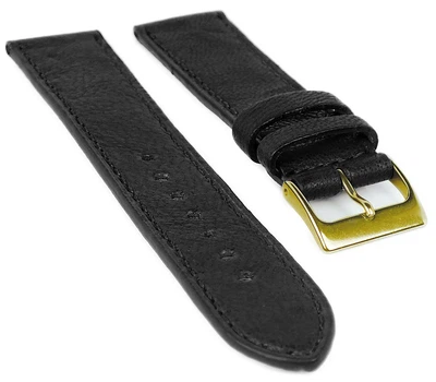 Herzog Piemont → Uhrenarmband 18mm → Leder schwarz → Ton in Ton Naht