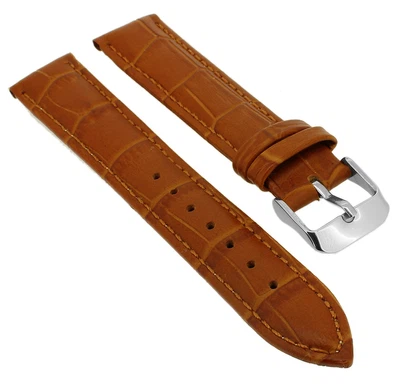 Minott > Uhrenarmband Krokooptik > Lederband braun > Ton in Ton Naht