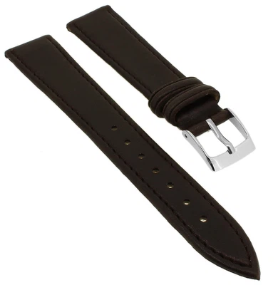 Minott Uhrenarmband Lederband braun glatt flach Leder Ton-in-Ton-Naht