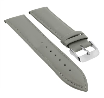 Minott > Uhrenarmband Ton in Ton Naht grau weiches > glattes Leder