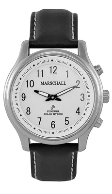 Marschall ☼ TALKING WATCH > Unisexuhr Ø 41mm | Funk/Solar Uhr | Leder