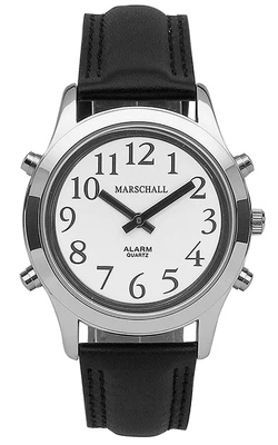 Marschall ♂ TALKING WATCH > Herrenuhr Ø 39mm | Weckfunktion | Leder