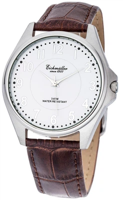 Eichmüller Herrenuhr analoge Armbanduhr braunes Lederband 3ATM