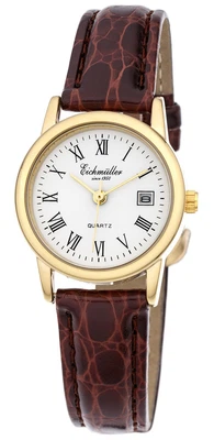 Eichmüller Damenuhr Armbanduhr Ø 25 analoge 3ATM braunes Lederband