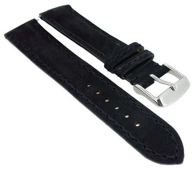 Herzog > Uhrenarmband easy click Leder schwarz > Used-Look gepolstert