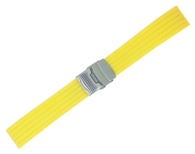 Minott > Uhrenarmband Silikon weich gelb > Sicherheitsschließe silbern