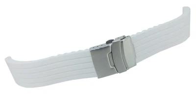 Minott > Uhrenarmband Silikon weiß weich > Sicherheitsschließe silbern