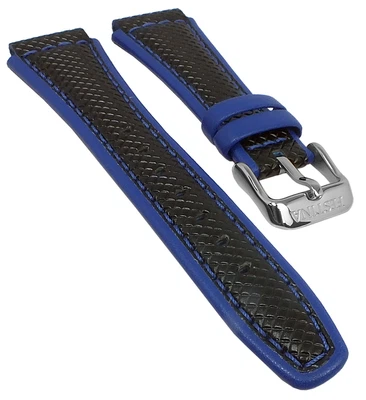 Festina | Uhrenarmband 18mm Leder schwarz/blau blaue Naht F20460/2