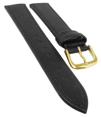 Eichmüller | Uhrenarmband Leder glatt sehr flach schwarz Dornschließe