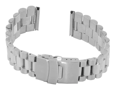 Minott | Uhrenarmband Edelstahl massiv silbern poliert/mattiert 22mm