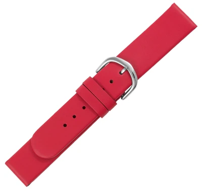Minott > Uhrenarmband Kalbsleder rot flaches glattes > gleichlaufend