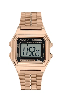Adora > Herren Armbanduhr Edelstahlband > Quarz rosegoldfarben Digital