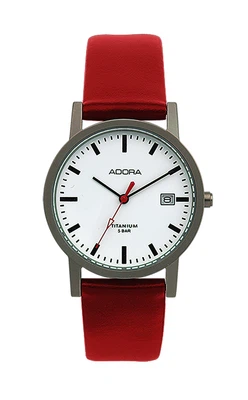 Adora Herrenuhr | Quarz analog Titangehäuse Lederband Datum AB6436