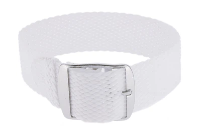 Minott Perlon Uhrenarmband 14mm weiß geflochten Perlon Dornschließe