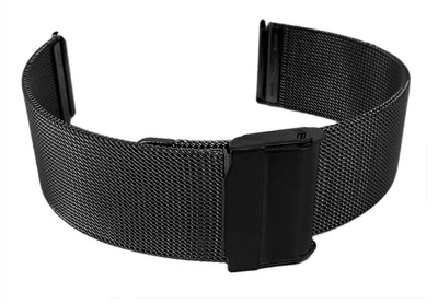 Minott Uhrenarmband Milanaise fein schwarz Edelstahl Schiebeverschluß