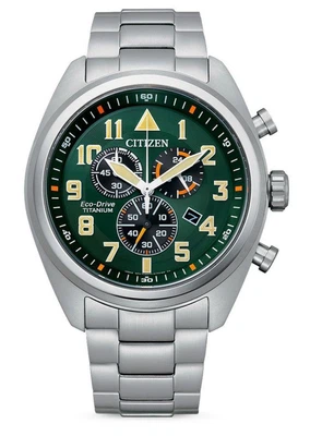 Citizen Eco Drive Chronograph Armbanduhr Saphirglas Titan AT2480-81X