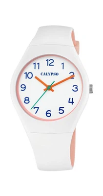 Calypso | analoge Damenuhr Ø 39 weiß/Lachsfarbe Kunststoff | K5792/A