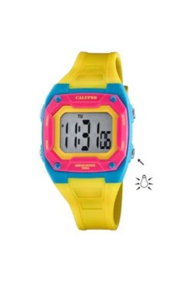 Calypso Color Splash Kinderuhr Silikonband gelb Datum Dualzeit K5813/2