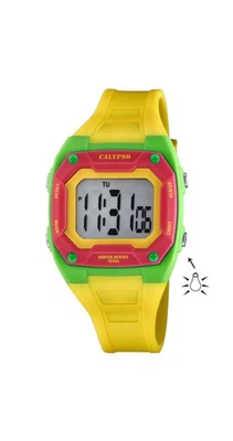 Calypso Color Splash Kinderuhr Silikonband gelb Datum Dualzeit K5813/5