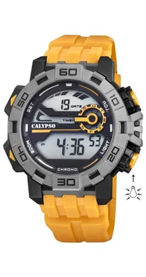 Calypso Chronograph Herren Armbanduhr gelb/schwarz Alarm Datum K5809/1