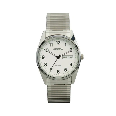 Adora Herren Armbanduhr Ø 33mm Edelstahl silbern Zugband Mineralglas