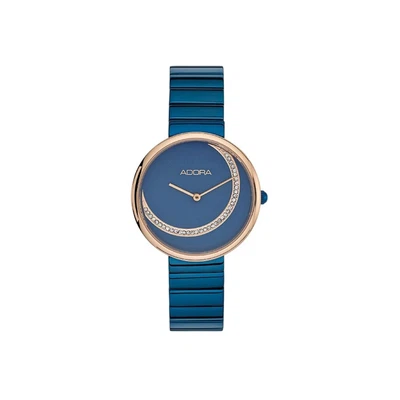 Adora Trends Damenuhr Ø 32mm blau/rosegoldfarben Edelstahlgehäuse