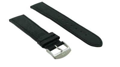 Minott | Uhrenarmband 22mm Leder schwarz Ton in Ton Naht genarbt