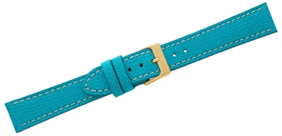 Herzog Alta Moda Uhrenarmband türkis Leder helle Kontrastnaht
