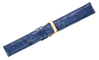Herzog Echt Strauß > Uhrenarmband blau Leder Dornschließe > handgenäht